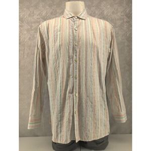 Tommy Bahama Shirt Men XL Cotton Lightweight Long Sleeve Travel Beach Striped